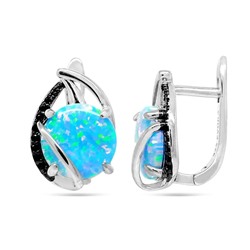 Серьги из серебра опал голубой, МОВ0291