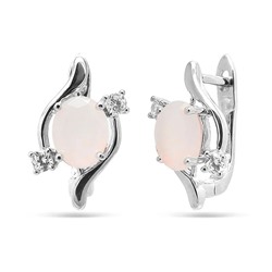 Серьги из серебра розовый кварц, МЦВ652