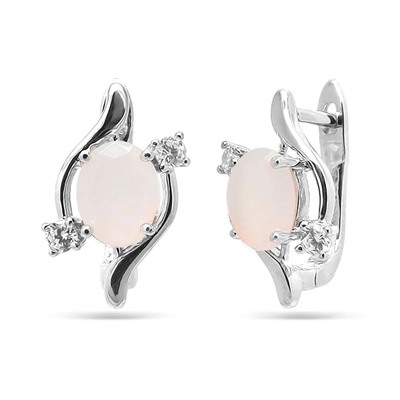 Серьги из серебра розовый кварц, МЦВ652