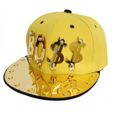 Бейсболка 3D "BO$$", золото (yellow & black)