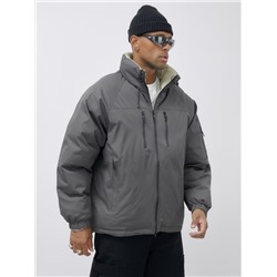 Куртка двухсторонняя мужская молодежная зимняя серого цвета 25308Sr