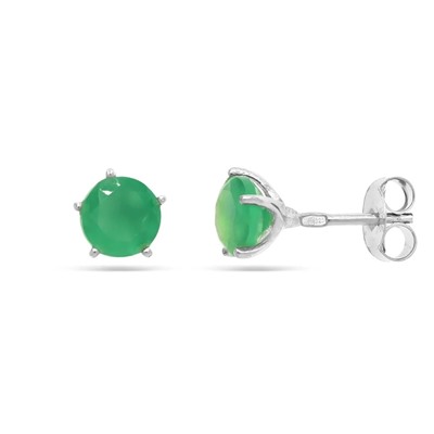 Серьги из серебра зеленый агат, Гвоздики3