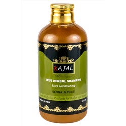 True Herbal Shampoo HENNA & TULSI, Kajal (ХНА И ТУЛАСИ натуральный разглаживающий шампунь, Каджал), 200 мл. - СРОК ГОДНОСТИ ДО 31 ДЕКАБРЯ 2024 ГОДА