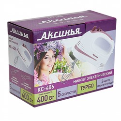 Миксер электрический 400 Вт АКСИНЬЯ КС-406 белый с темно-розовым