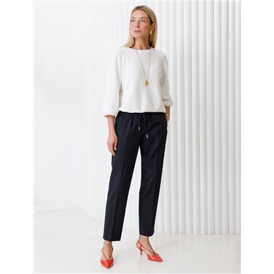 Брюки с поясом на резинке из премиальной поливискозы с эластаном