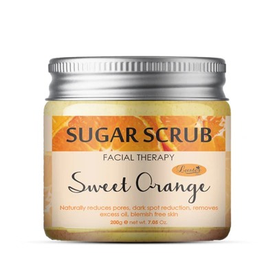 SWEET ORANGE Sugar Scrub, Luster (СЛАДКИЙ АПЕЛЬСИН сахарный скраб для лица, Ластер), 200 г.