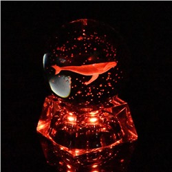 Шар с 3D гравировкой стеклянный "Кит" на подставке с подсветкой, диаметр 59мм.