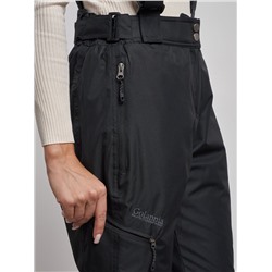 Полукомбинезон утепленный женский зимний горнолыжный черного цвета 7602Ch