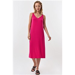 Платье летнее миди трикотажное фуксия