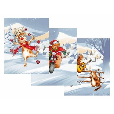 К-т полотенец "Новогодние каникулы" 50*60 см. - 3 шт. вафля хлопок 100%