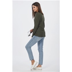 Водолазка трикотажная в рубчик с длинным рукавом хаки