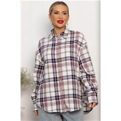 Рубашка оверсайз Дарика (бело-сиреневая) Б14253-30М