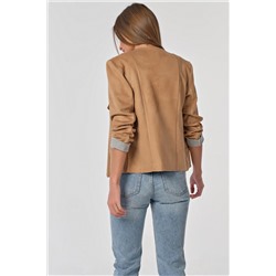 Жакет двусторонний короткий из замши бежево-серый