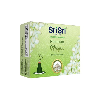 Premium MOGRA Incense Cones, Sri Sri Tattva (Премиум МОГРА благовония конусы, Шри Шри Таттва), 25 г.