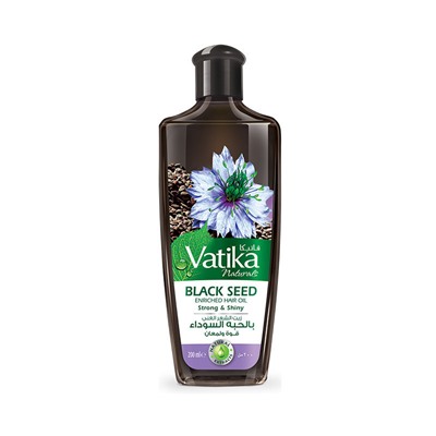Vatika BLACK SEED Enriched Hair Oil, Dabur (Ватика ЧЕРНЫЙ ТМИН Масло для волос, сила и сияние, Дабур), 200 мл.