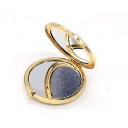 Зеркальце складное с накладкой из апатита зеленого, круглое, золотистое