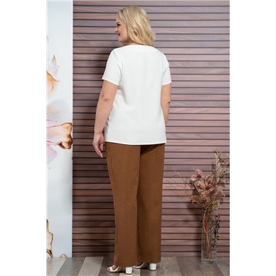 Alani Collection 1899 молочный+коричневый, Брюки,  Блуза
