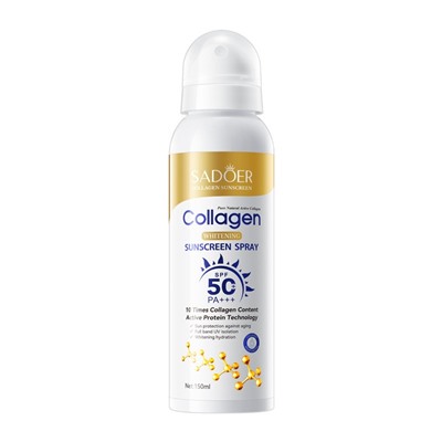 Солнцезащитный спрей для лица и тела с Коллагеном SPF50 Sadoer, 150 мл.