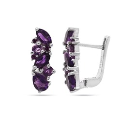 Серьги из серебра аметист, наноаметист, Аделина