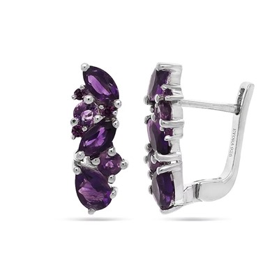 Серьги из серебра аметист, наноаметист, Аделина