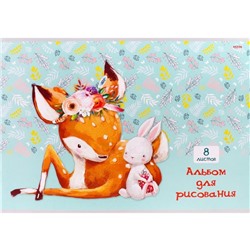 Альбом д/рисования  8л. Олененок и зайчуля Проф-Пресс 08-5143