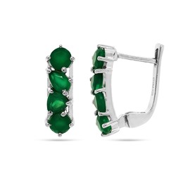 Серьги из серебра зеленый агат, Амели