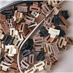 Набор мини-крабиков для волос 10 шт. прямоугольные матовые (Цвета микс)