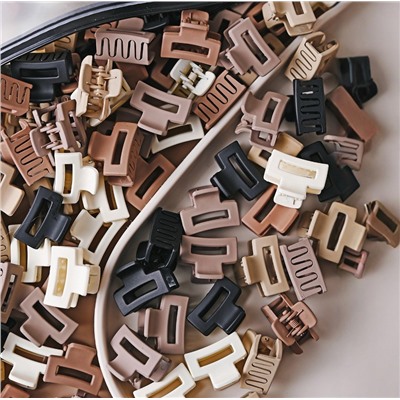 Набор мини-крабиков для волос 10 шт. прямоугольные матовые (Цвета микс)