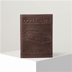 Обложка для автодокументов, с вкладышем, цвет коричневый