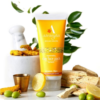 Rejuvenating CLAY FACE PACK turmeric, Aaranyaa (Омолаживающая МАСКА ДЛЯ ЛИЦА С КУРКУМОЙ, Аараньяа), 100 г.