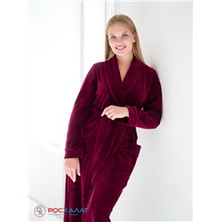 Женский велюровый халат с шалькой темно-бордовый ВМ-02 (13)