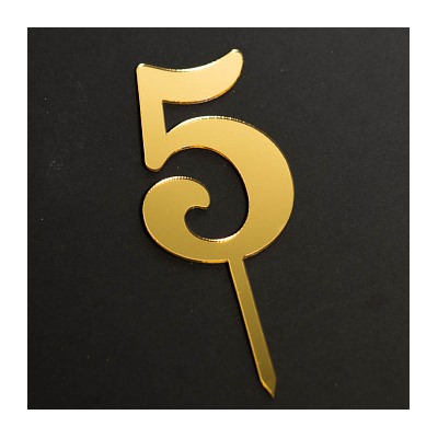 Топпер "Цифра 5" фигурный золото 4,5*8 см