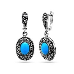 Серьги из серебра бирюза пресс., марказит, SL-AGA60