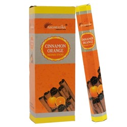 Aromatika CINNAMON ORANGE Incense Sticks (КОРИЦА АПЕЛЬСИН ароматические палочки, Ароматика), шестигранник, 20 г.