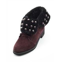 2265-B503M-Y1138 BROWN Ботинки женские (натуральная замша, нат.мех) размер 37