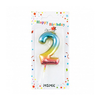 Свеча для торта "Цифра 2", с градиентом 6 см
