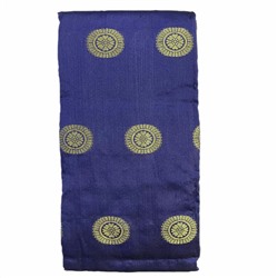 BANARASI BUTTA Сари однотонное СИНЕЕ, с каймой РОЗОВОГО цвета и Золотистой вышивкой (Size: Onesize, с отрезом для блузы), 1 шт.
