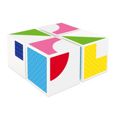 Пластиковые кубики "Для умников" 4 кубика с карточками Baby Toys
