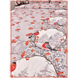 Постельное белье Шуйская бязь Снегири серые 20901-1