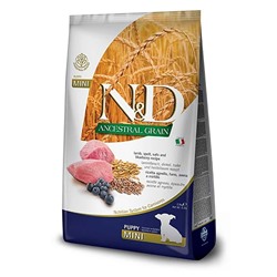 Фармина N&D Dog AG низкозерновой ягненок, спельта, овес и черника для щенков мини, 0,8кг АГ