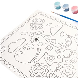 Раскраска для детей «Динозаврик» с кисточкой и красками