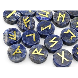 Магические руны из содалита "Круг" 25шт, 15*15мм