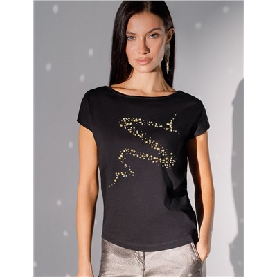 Нарядная футболка с блестящим принтом