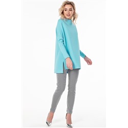 Туника трикотажная асимметричная с длинным рукавом голубая