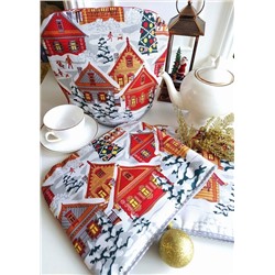 Грелка на чайник "Новогодняя ночь" рогожка хлопок 100%