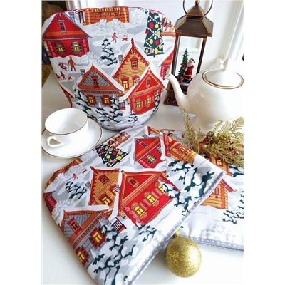 Грелка на чайник "Новогодняя ночь" рогожка хлопок 100%