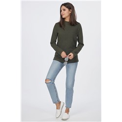 Водолазка трикотажная в рубчик с длинным рукавом хаки