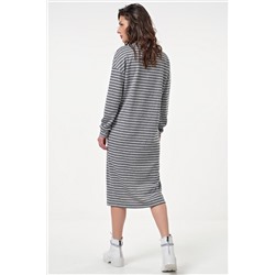 Платье спортивное миди в полоску на сером