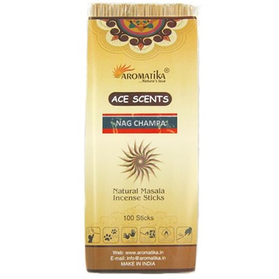 Ace Scents NAG CHAMPA Natural Masala Incense Sticks, Aromatika (НАГ ЧАМПА натуральные ароматические палочки, Ароматика), 100 палочек.