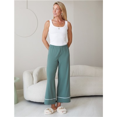 Укороченные брюки из эластичного хлопка с контрастным кантом